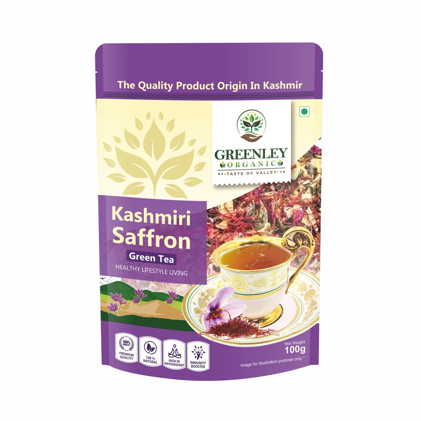 Kashmiri saffron green tea